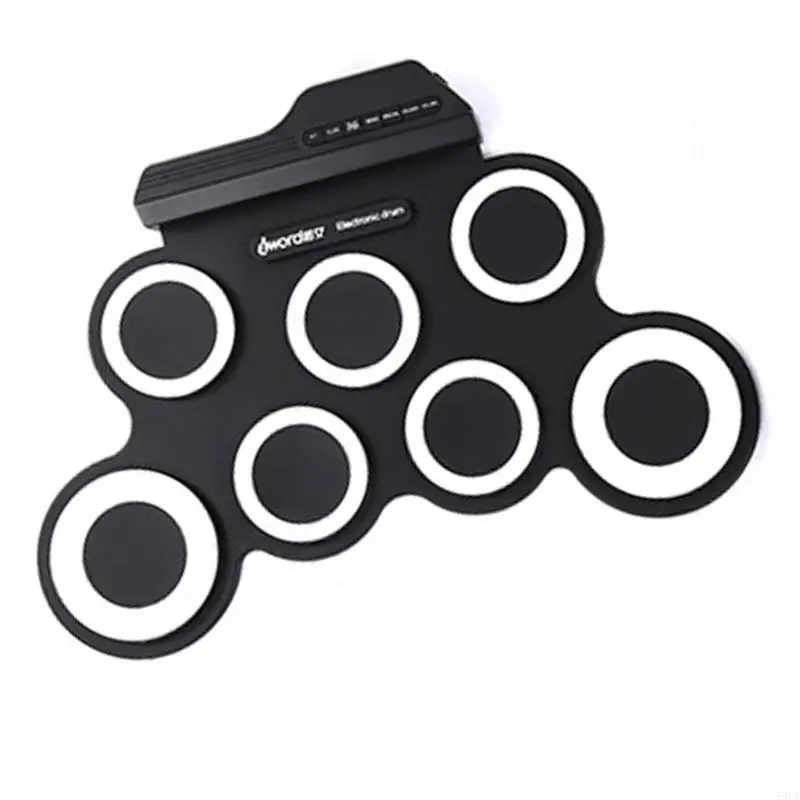 Electronic Drum Set 7 Pads Rolls-up Practice Drum Sets Built-in Speaker Headphone USB Kits for Kid Adults Beginner
