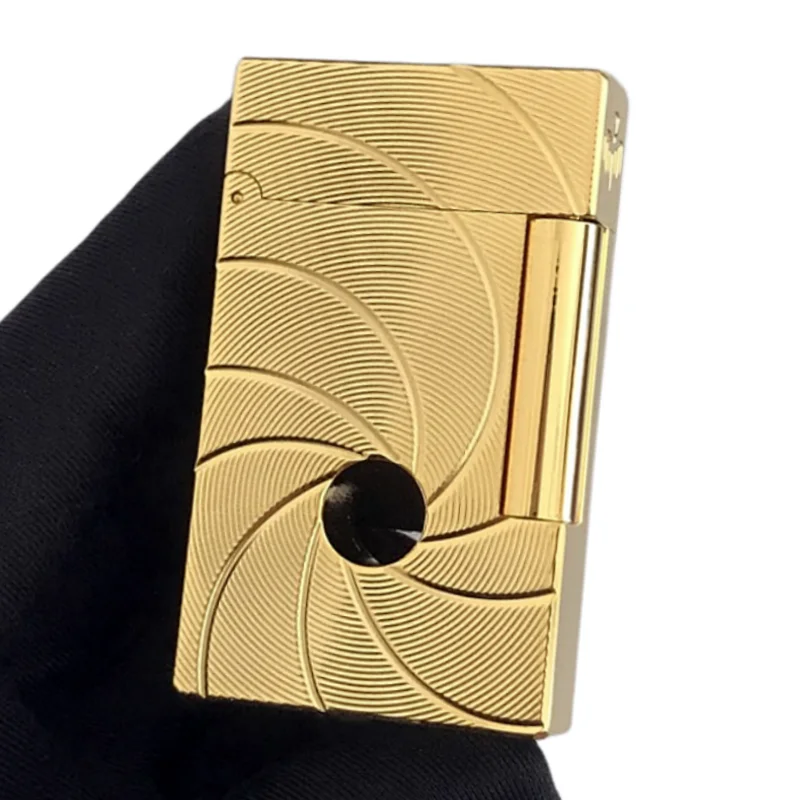 

Sales S.T Gas Lighter Windproof For Cigarette Dupont Bright Sound Lighter Gold With Stone And Wheel And Adapter No.V010