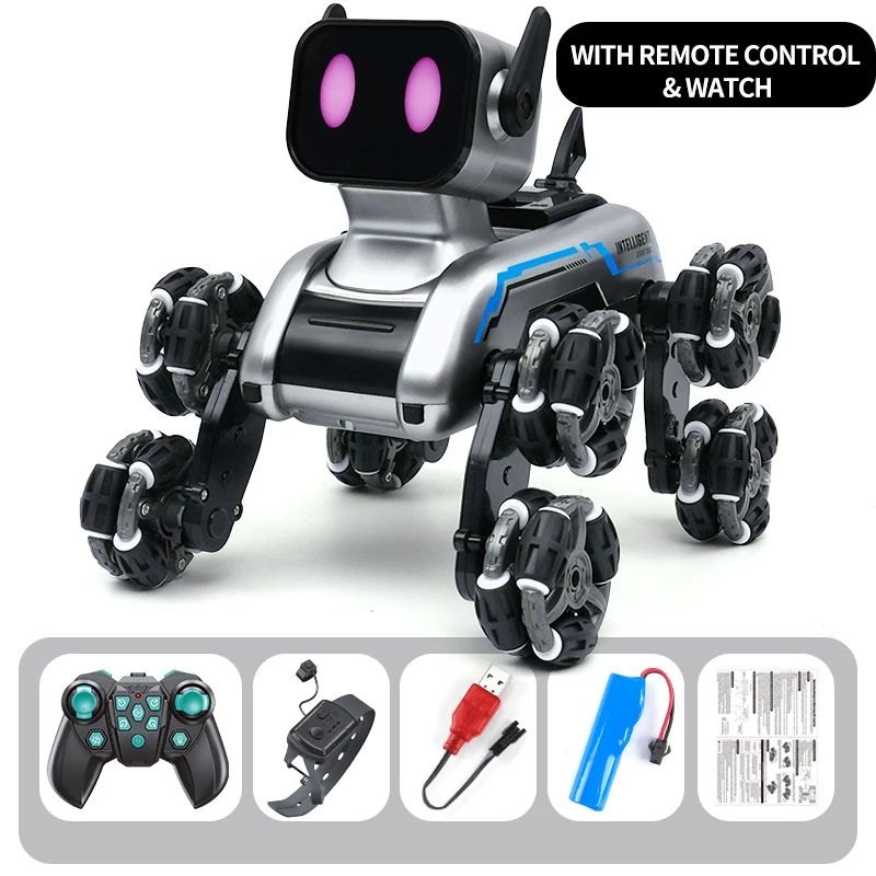 Eight wheeled stunt mechanical dog Intelligent gesture induction spray drift climbing deformation electric remote control toy