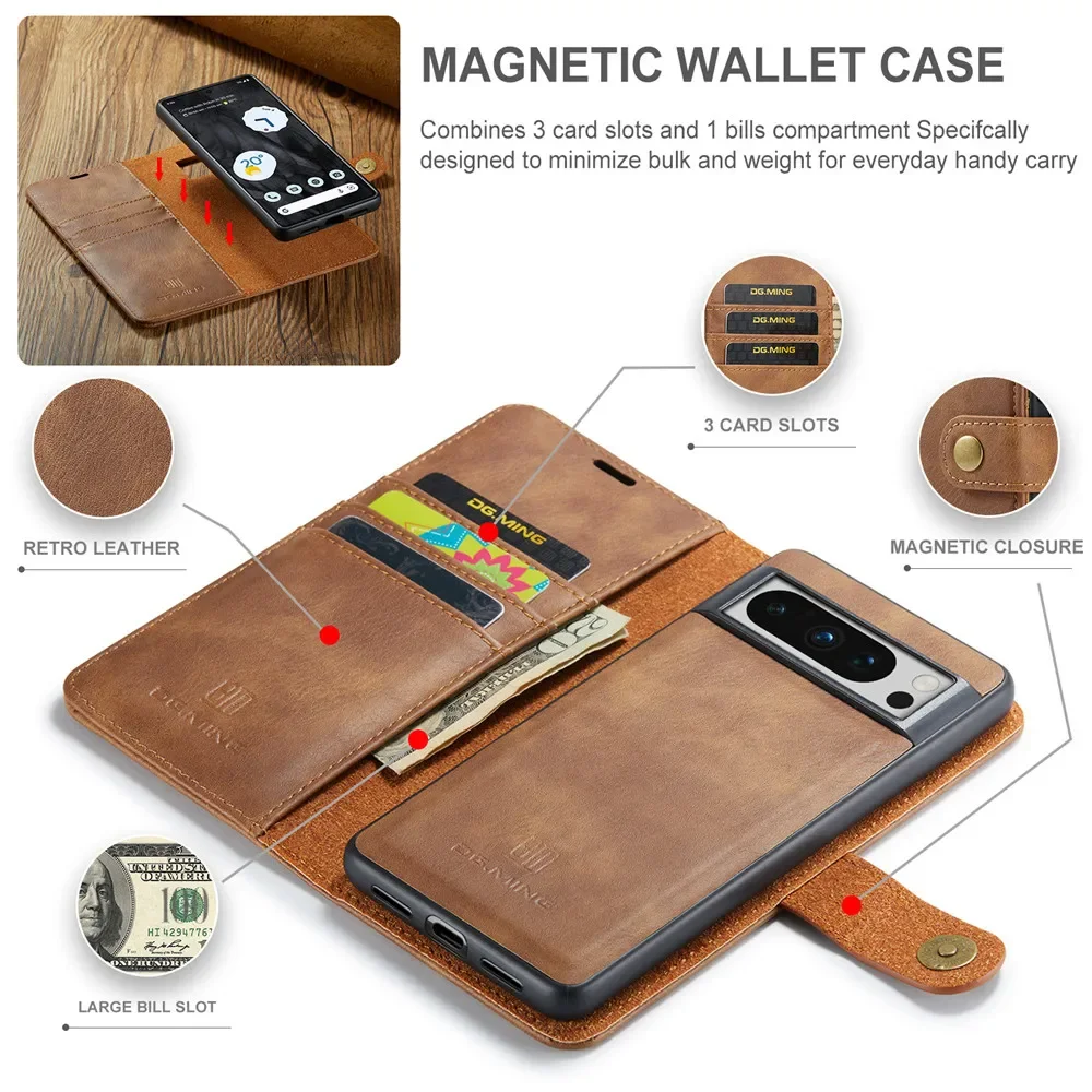 Luxury 2-in-1 Leather Detachable Card Wallet Magnetic Flip Phone Case