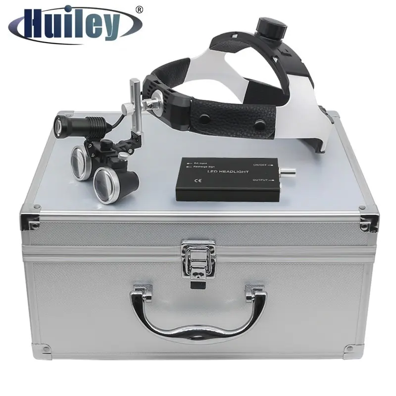 3.5X Dental Binocular Magnifier 5W Head Light Hands free Helment Loupes