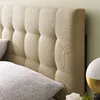 Tufted Linen Fabric Upholstered Queen Headboard in Beige 6