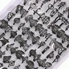 50 Pcs/Lot Fashion Hollow Out Stainless Steel Rings For Women Men Mix Style Flower Heart Crown Jewelry Party Gifts 6