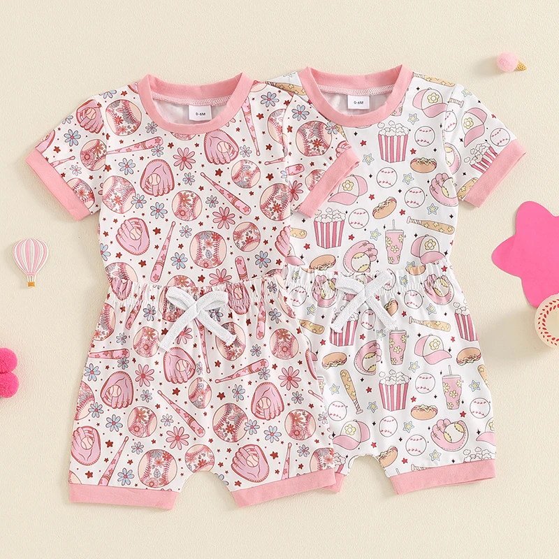 

Летние комплекты из 2 предметов Lioraitiin для маленьких девочек 2024-04-25, бейсбольная футболка с короткими рукавами и принтом в виде шапки попкорна, шорты с эластичным поясом, комплекты