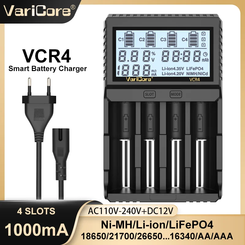 Smart Battery Charger with Test Capacity for Various Rechargeable Batteries