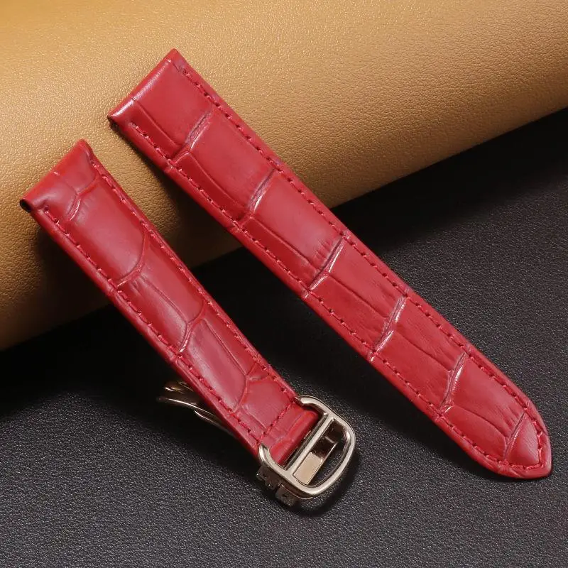 SCHIK Watch Band For Cartier TANk SOLO RONDE DE Genuine Leather Watch Chain Folding Buckle Watch Strap Accessories Watch