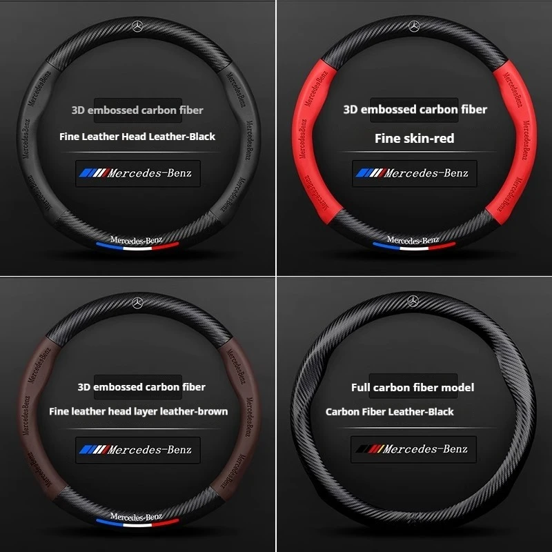 Steering Wheel Cover Car Anti-slip Leather Steering Wheel Cover For Mercedes-Benz A B C E S V R-Class C43 CLA GLA GLB GLC GLK SLK SL Vito W203 GLE ML