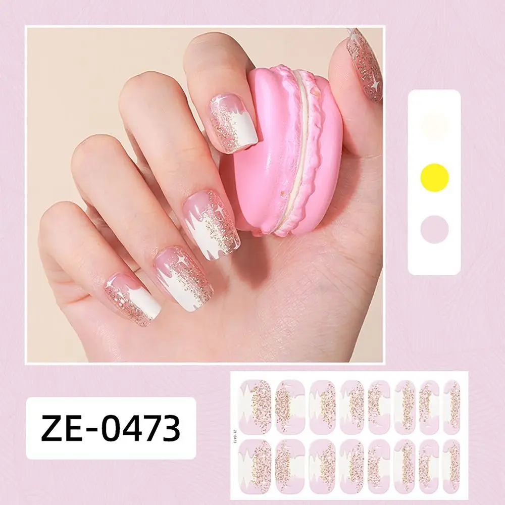 

4 комплекта, 16 полосок, полуоблегающие гелевые наклейки для дизайна ногтей, градиентные цвета, блестящие наклейки для дизайна ногтей