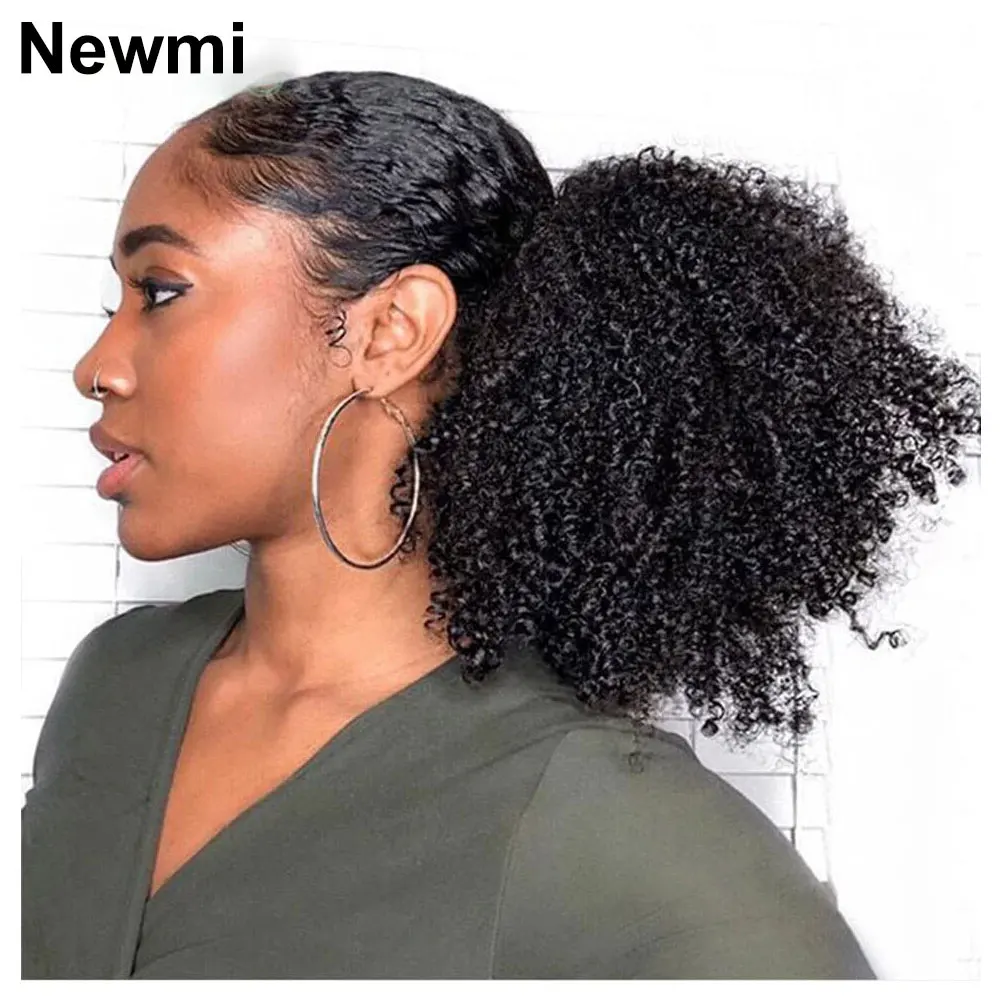 

Afro Kinky Curly Ponytail Extensions Human Hair for Black Women 3c 4A Curly Human Hair Drawstring Ponytail Natural Hairpieces