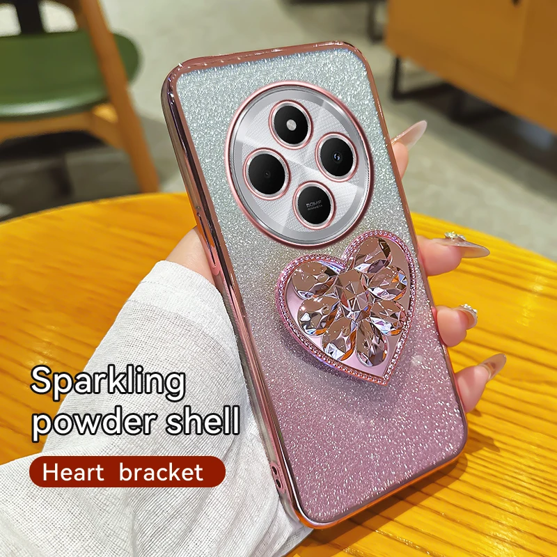 Gradient Glitter Love Heart Phone Holder Case Cover