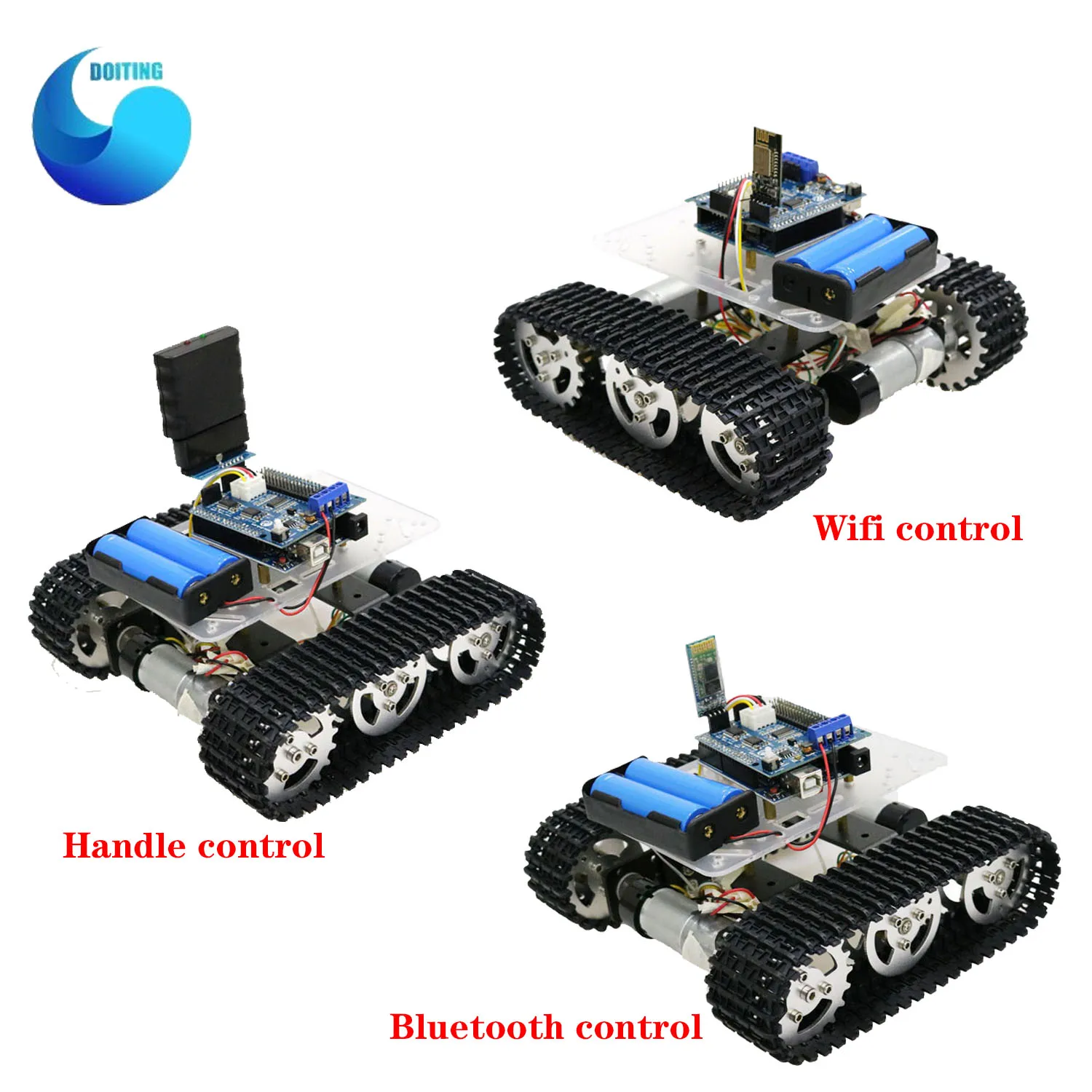핸들/블루투스/WiFi RC 제어 제어 도로 모터 드라이버 보드, WiFi가 포함된 Arduino용 미니 T100 로봇 탱크 섀시 차량용 키트