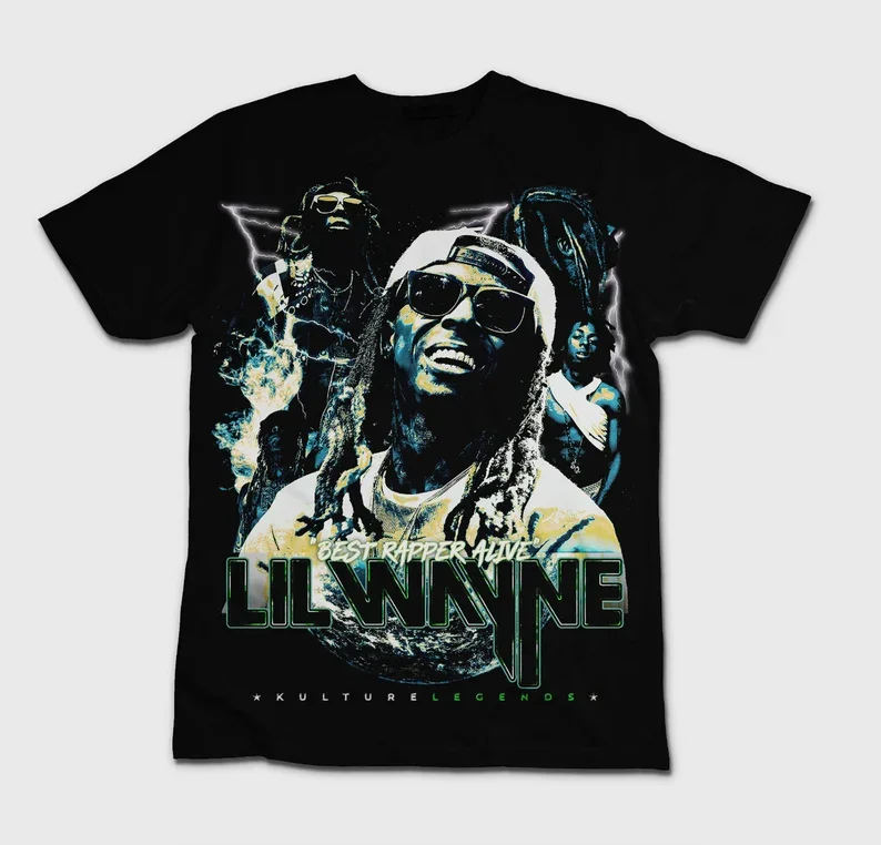 New Summer Men Hot Selling Vintage Lil Wayne Vintage GraphicT