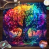 Life Tree Tarot Cloth Altar Cloth Starry Colorful Tree of Life Tarot Tablecloth for Reading Witchcraft Astrology Oracle Card Mat 6