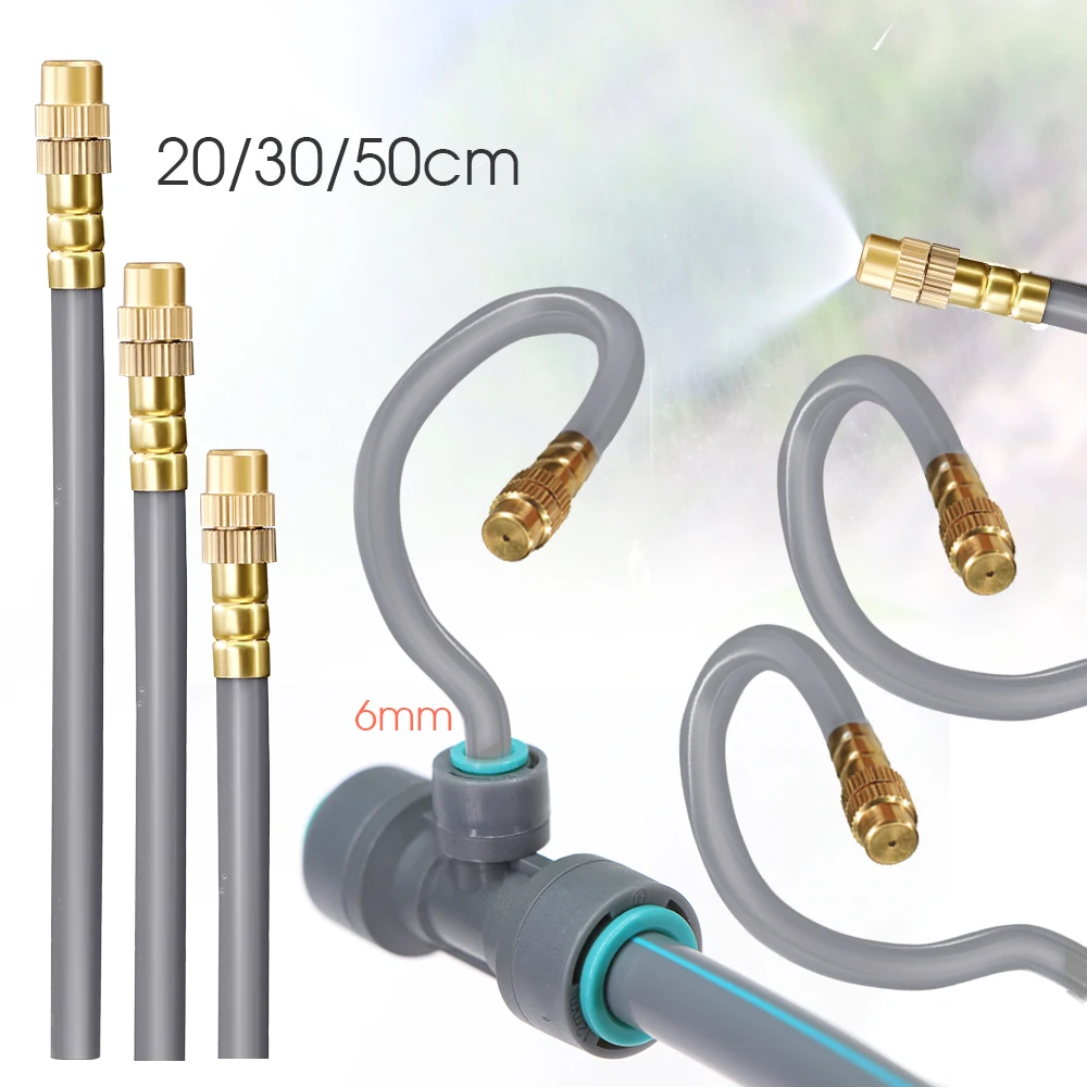 20/30/50CM OD-6mm 360&deg; Free Bending Brass Nozzle, Quick Connect Adjustable Spray Sprinkler for Garden Misting Irrigation System, garden sprinkler, plants irrigation kits, garden irrigation nozzle, drip irrigation sprinklers