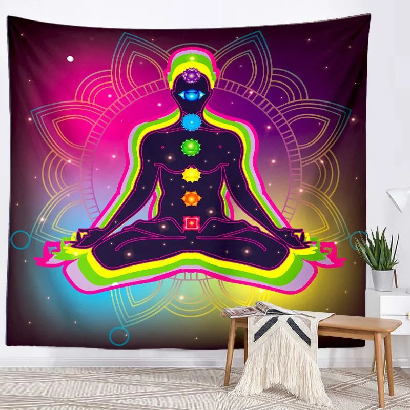 Seven Chakra Tapestry India Buddha Meditation Tapestry Wall Mount Mandala Tapestry Wall Cloth Psychedelic Yoga Carpet Decoration 6