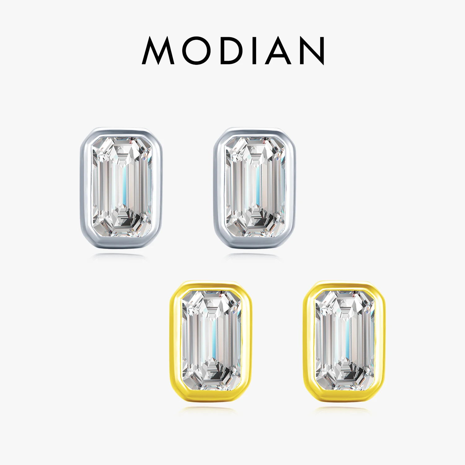 Modian Exquisite Ohrstecker aus 925er-Sterlingsilber mit Smaragdschliff, AAAAA-Zirkonia, für Frauen, Hochzeit, Statement, edler Schmuck, Brincos