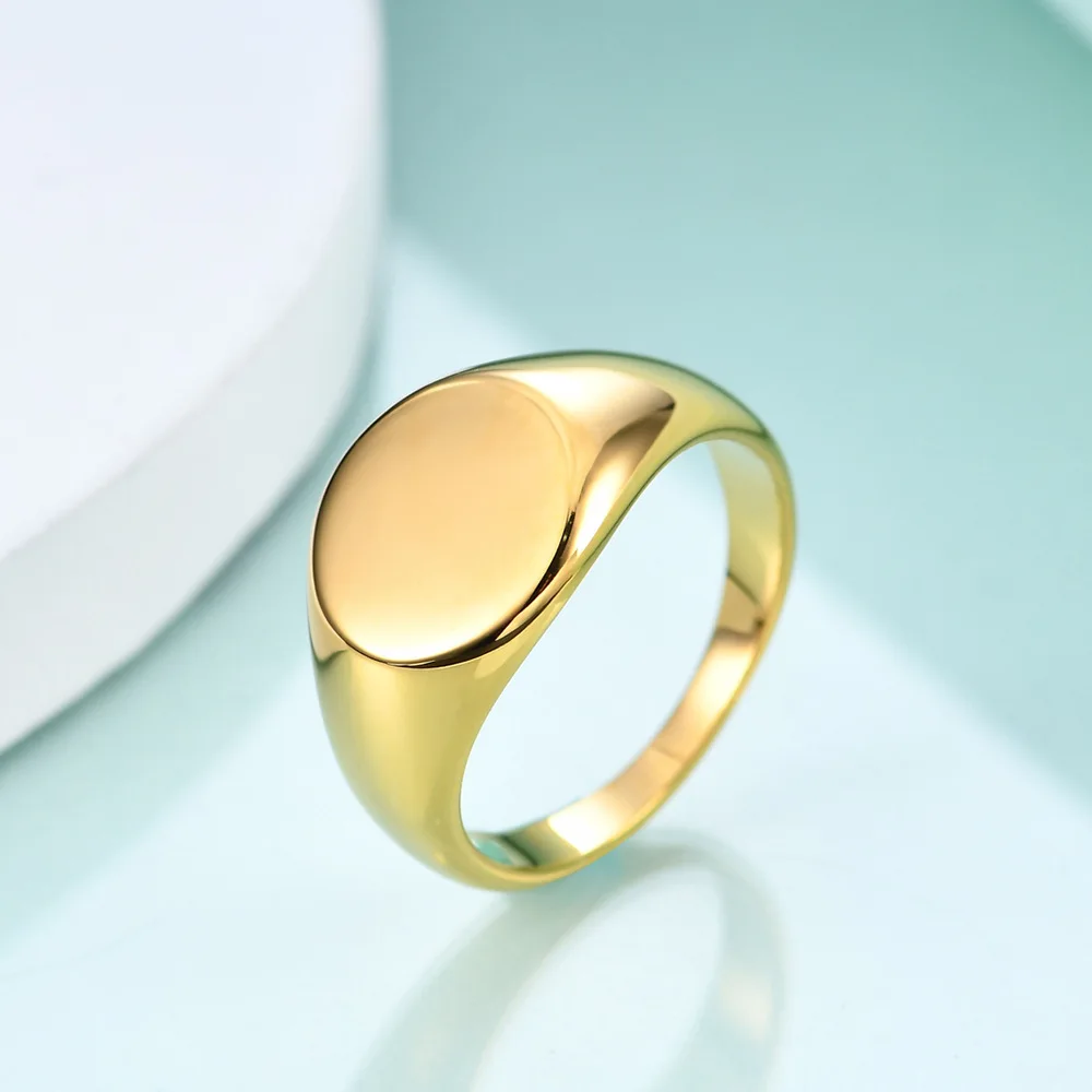 

Engraved Men Women Signet Ring Polished Seal Chunky Oval Width Ring Stainless Steel Simple Punk Fashion Jewelry Accessories
