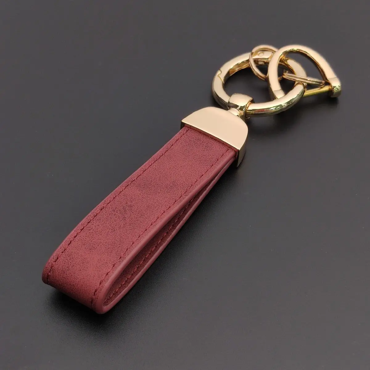 Personalized Crazy Horse Leather Car Ornament Keychain Pendant Charm Gift