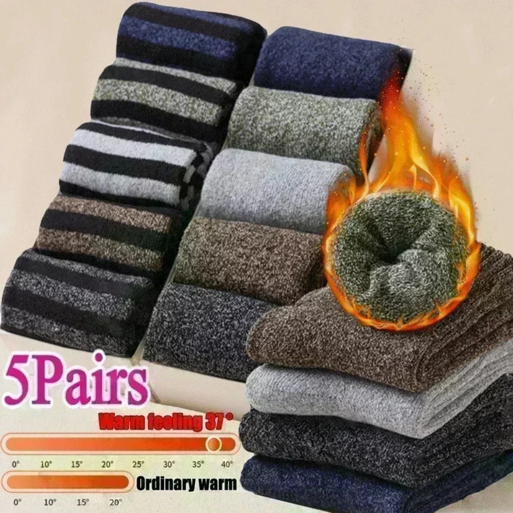 Medias De Lana Extra Gruesas Para Hombre - Color Antracita, Talla Normal, Lavado A Mano