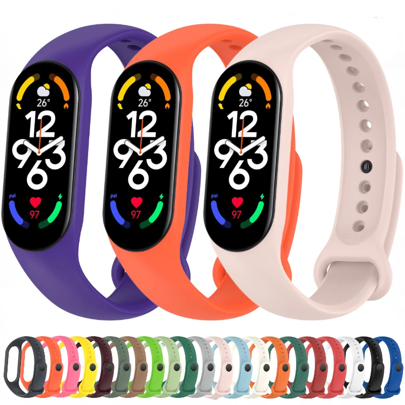 

Силиконовый ремешок для Xiaomi Mi band 7 6 5 4, спортивный умный наручный браслет, запасной браслет для Xiaomi Mi band 6 5 4 3 Correa