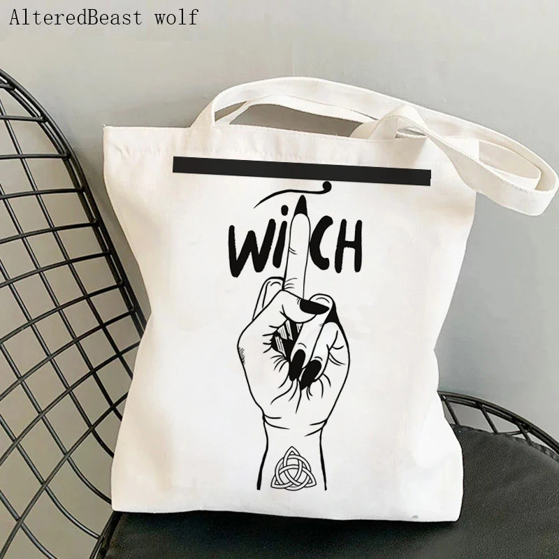 

Women Shopper bag magic Witchy Tarot card witchy Bag Harajuku Shopping Canvas Shopper Bag girl handbag Shoulder Lady Bag