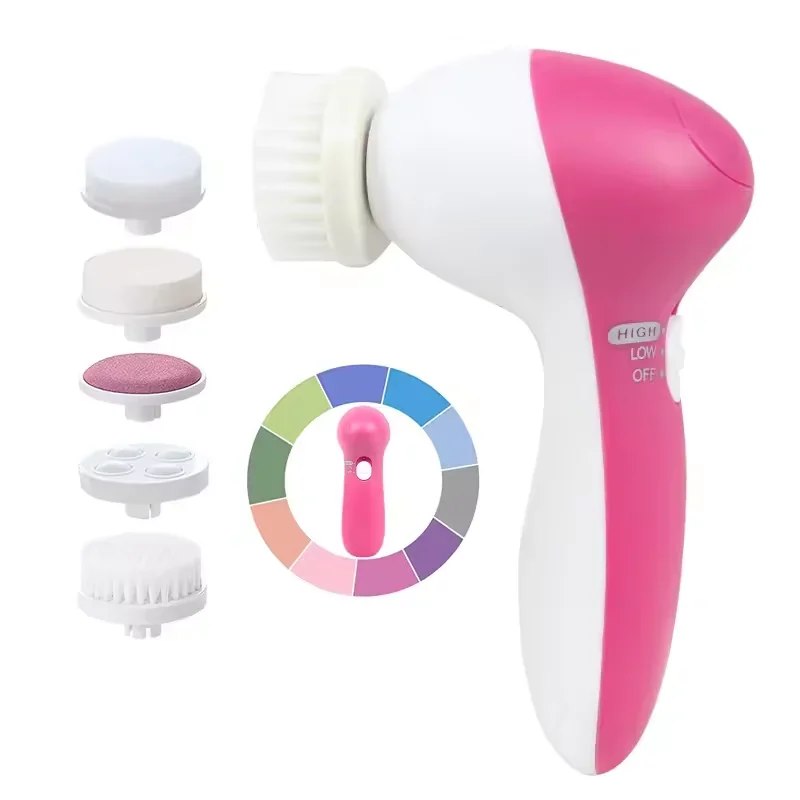Electric 5-in-1 Exfoliating Facial Cleansing Brush Spa Skin Care Massage Pore Cleanser Beauty Treatment Tool