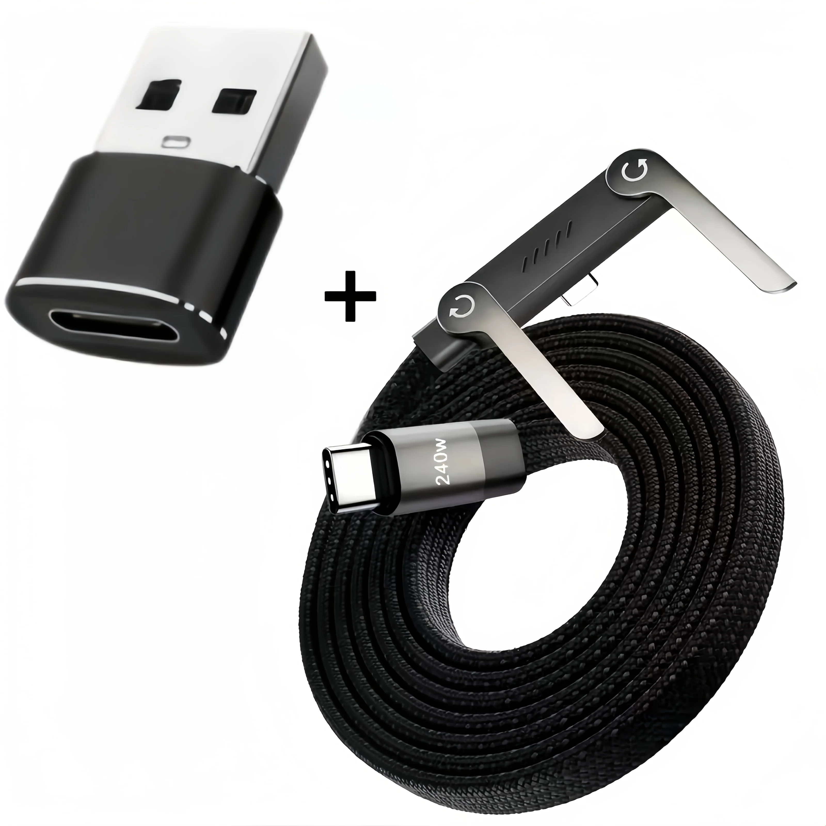 Faltbares Ladekabel mit Integriertem Ständer Schnellladekabel für Handy und Tablet 240W Ultra-Schnelles Datenkabel Handyhalterung