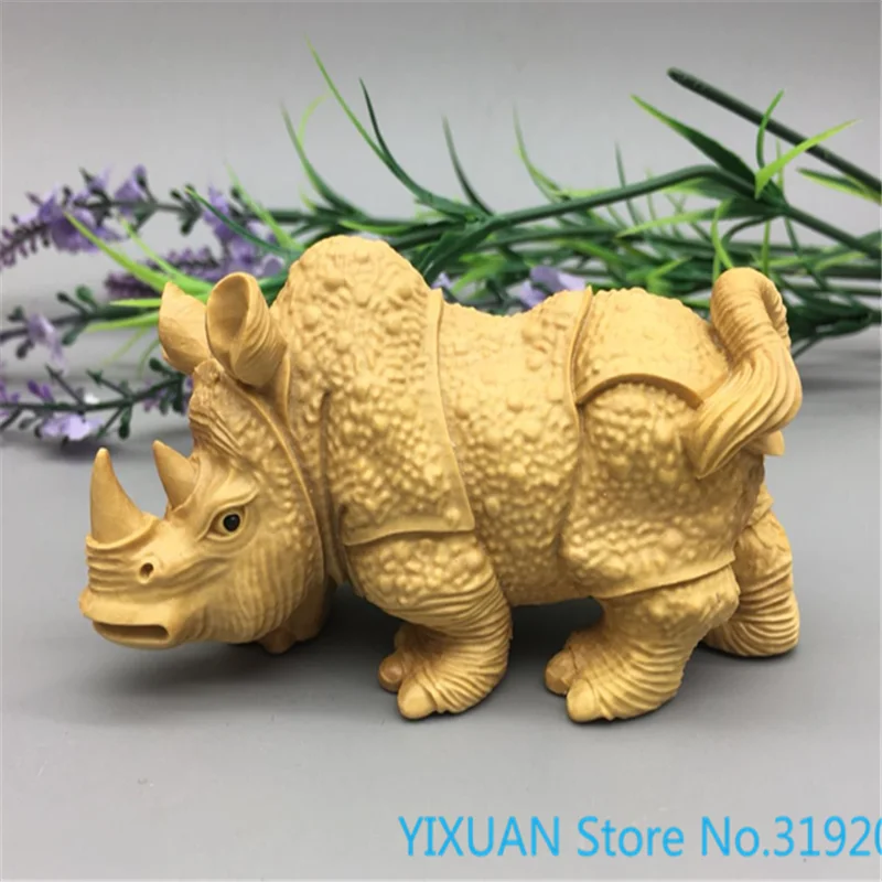 

Резьба по дереву Huangyang, креативное украшение для дома из массива дерева животные носороги
