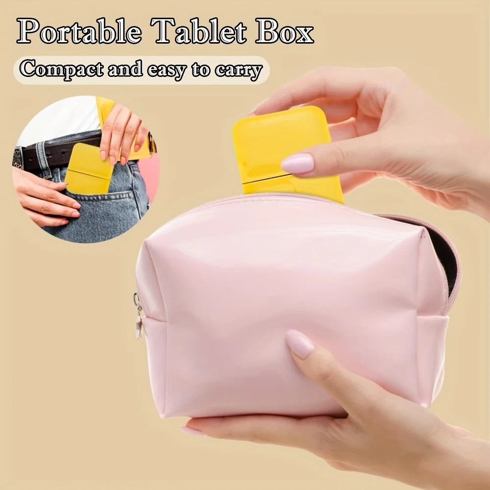 Small Cute Pill Box Travel Daily Pill Organizer for Purse Pocket Compact Medicine Holder First Aid Outdoor Storage Container