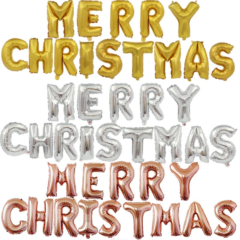 

1set Rose Gold Silver Merry Christmas Letter Foil Balloons Inflatable Ballons Globos Christmas Decorations for Home Navidad 2023