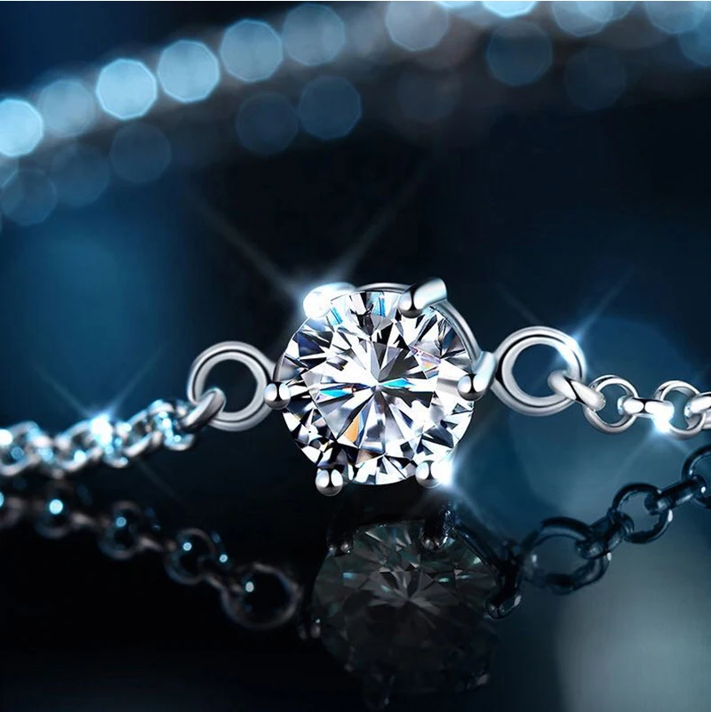 100% 1ct 모이사나이트 S 6 클로, 심플한 기질 패션, 여성용 팔찌 브랜드 쥬얼리