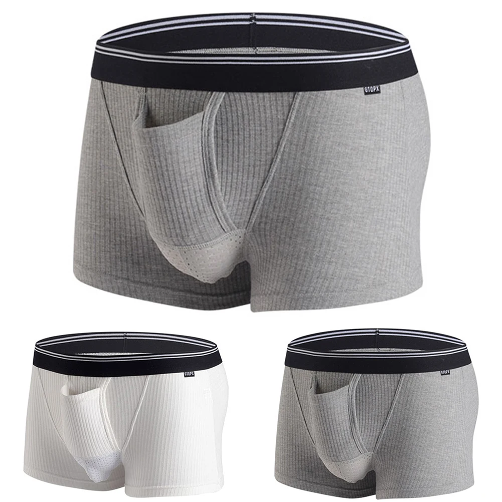 Sexy Bullet Separation Mens Underwear Boxers Shorts Breathable Men U Convex Pouch Underpants Sleepwear Trunk Underclothes