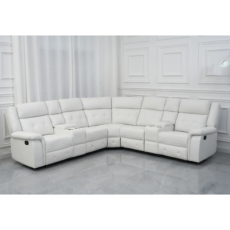 מחיר סיטונאי ספה מעור חלקה ספה פינתית ידנית לסלון סגנון אמריקאי רהיטי סלון מודרניים