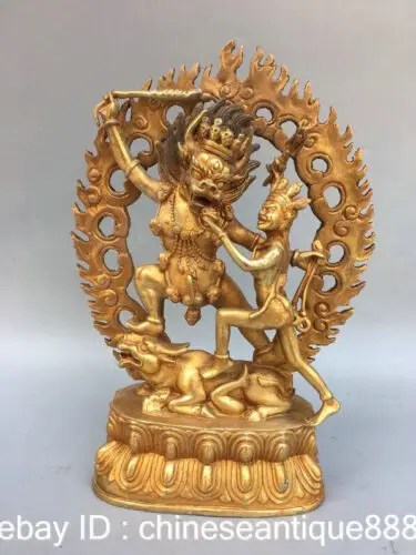 

Тибетский буддизм, бронзовый позолоченная статуя Будды Yamantaka Yama Dharmaraja