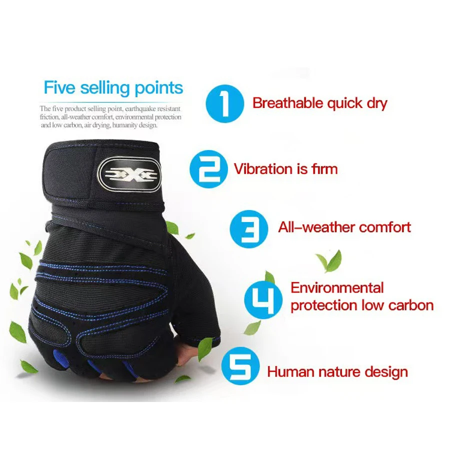 Half-finger Weightlifting Non-slip Gloves 1 Pair Breathable Fitness Gloves for Dumbbell, Strength Training, Riding, Cycling