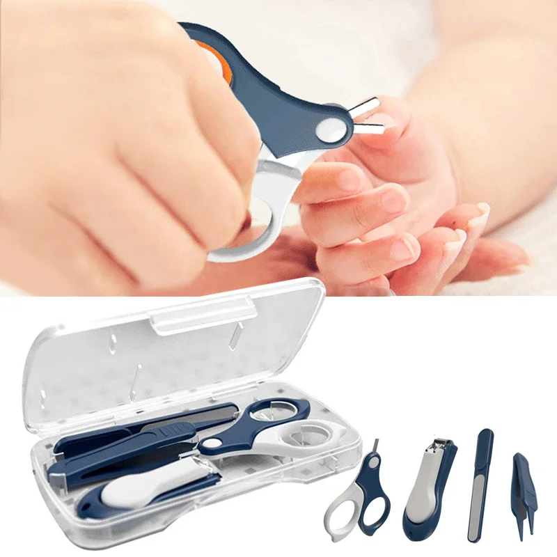 Newborn Baby Nail Care Kit Nail Clipper Trimmer File Tweezer With Box