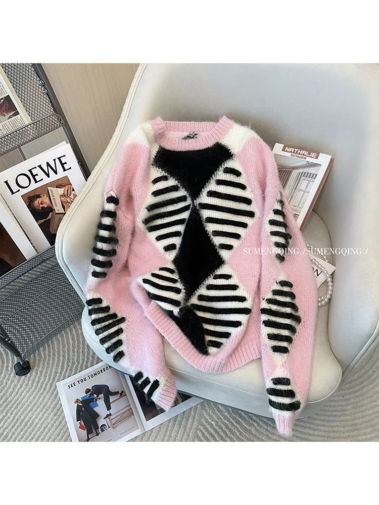 

MuuMore Women Autumn Winter 2022 Sweater Vintage Fashion Knitted Tops Casual Korean Fashion Knit Sweater
