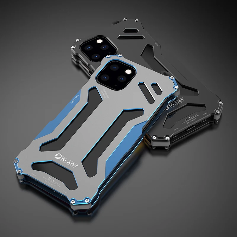 Luxury R-just Aluminum Metal Phone Case For Apple Iphone 15 14 13 12 11 Pro Xs Max Mini Shockproof Slim Hard Back Cover