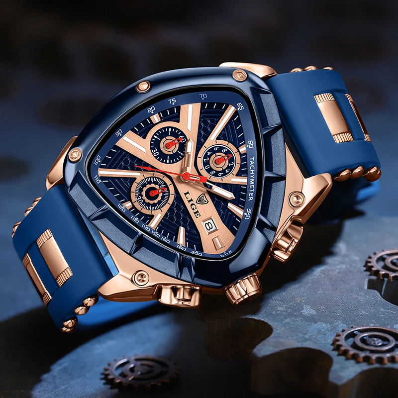 LIGE Business Sport Men's Quartz Wristwatches Fashion Military Silicone Watch for Men Waterproof Date Chronograph Montre Homme