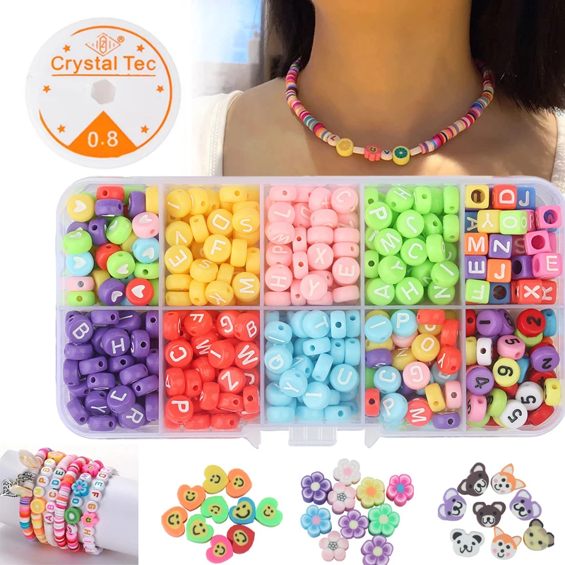 Bracelet Making Beads Kit for Girls Round Gold Beads Clear Storage Box Clay  Beads for Stackable Bracelets Making DIY Jewelry - AliExpress