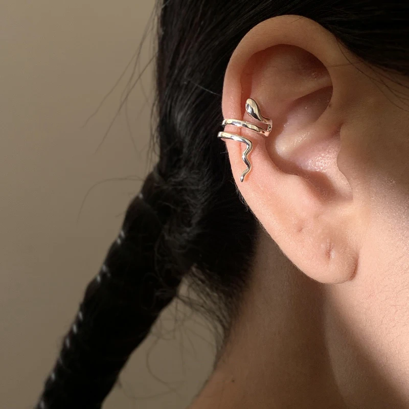1pc Silver Snake Ear Cuff Non-Piercing Ear Clip Earrings for Women Men Fake Cartilage Earring Cuff Trend Jewelry