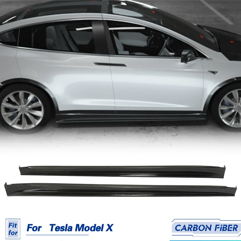 

Carbon Fiber Side Skirts Aprons for Tesla Model X P90D P100d 75d 2016 2017 2018 Accessories Bumper Guard Sticker Side Skirts