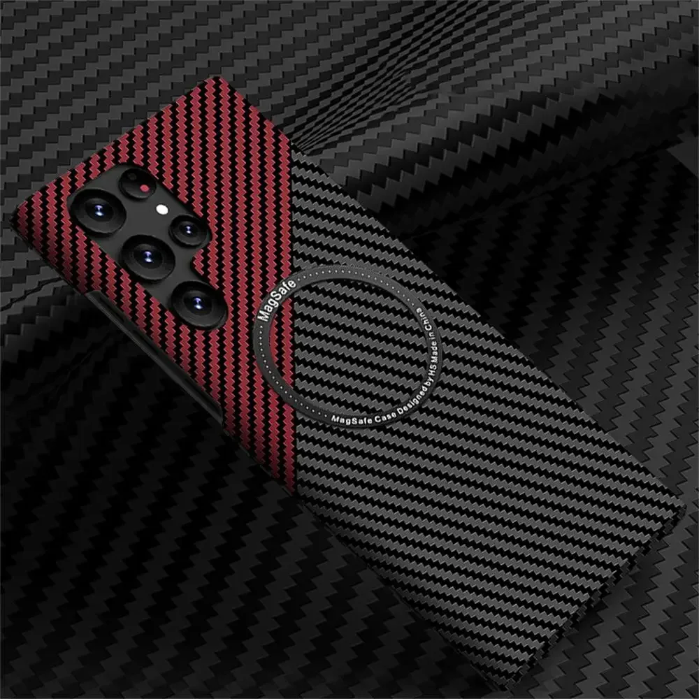 thumbnail image 1 of Funda magnética de fibra de carbono de lujo para Magsafe Samsung S22 Ultra S21 S23 S24 Plus S22ultra S22Plus S23 + S24 + cubierta mate, 1 of 4