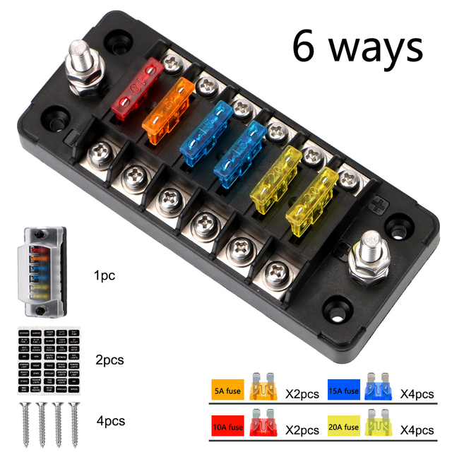 Fuses Box Holder 12V 75A Mass Breaker Digital Voltmeter Dual USB Port Fuse Block 6 Ways 12 Ways For Boat Camper RV Parts