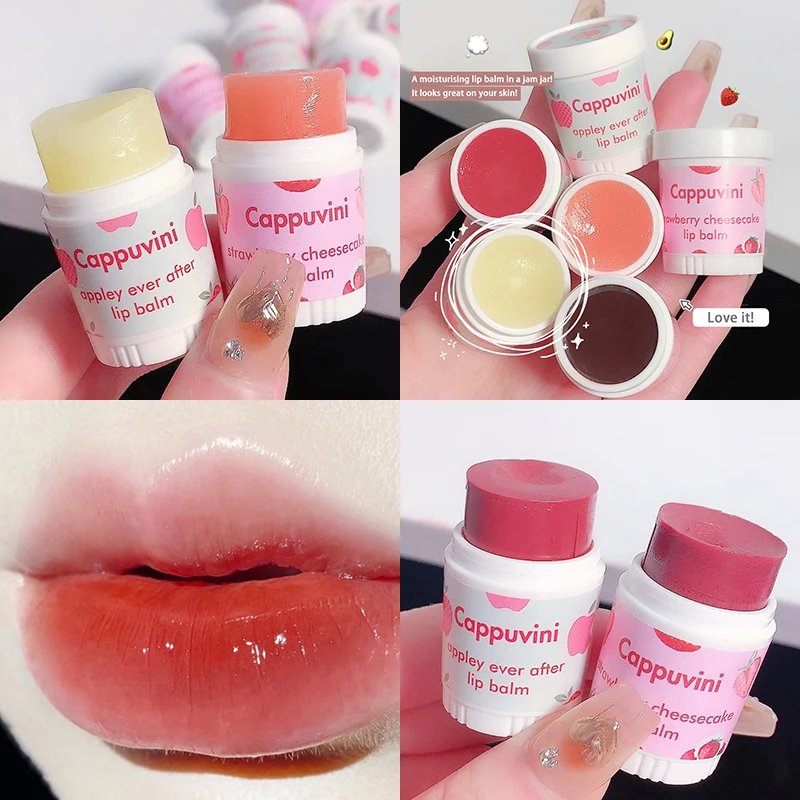 

Tinted Lip Balm Strawberry Apple Colourless Lip Care Cute Makeup Korea Stained Lipstick Hydrated Lip Repair Moisturizing Cream