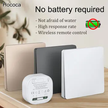 Hococa ไม่ต้องใช้แบตเตอรี่รีโมทคอนโทรลไร้สายสวิตช์ Rf433mhz Self Powered แผงกันน้ํา AC 110 v-250 v สวิทช์ไฟ 1
