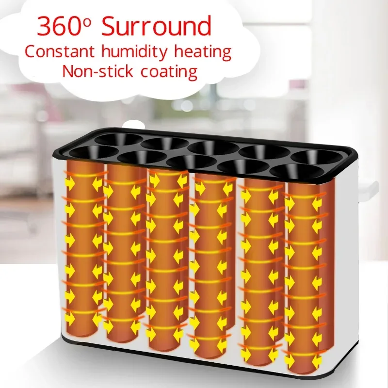 10 Holes Egg Roll Machine 220v Electric Automatic Eggs Roll Cooking Maker Sausage Omelette Breakfast Machine