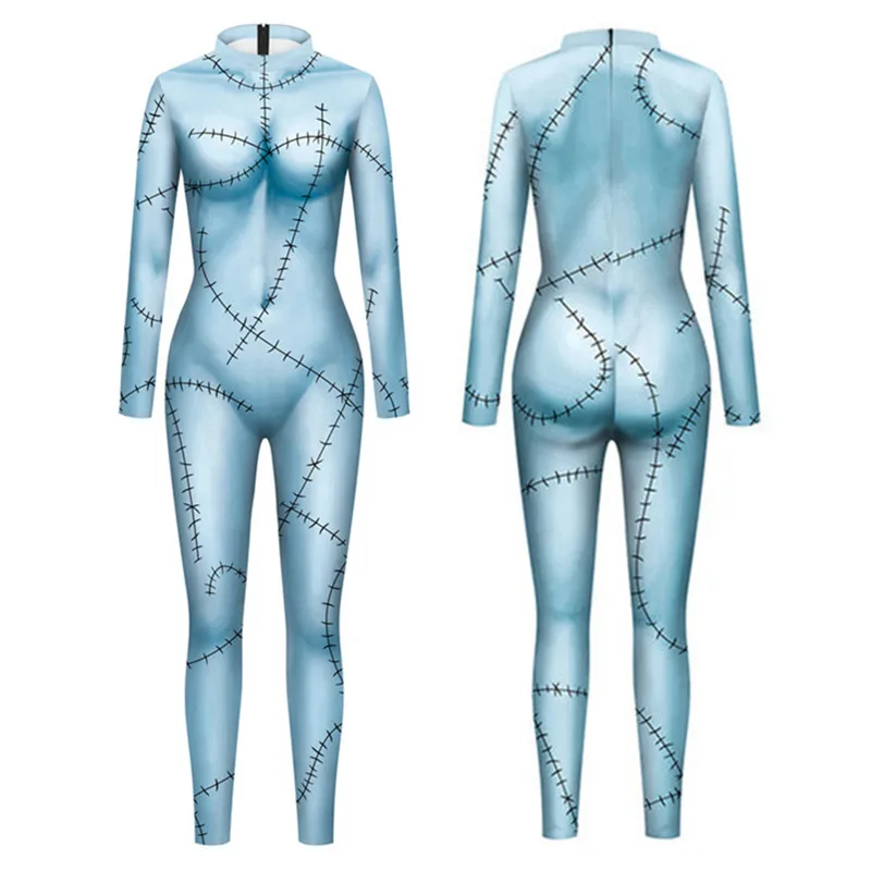 Hot New Anime Christmas Eve Scare Sally Dress Halloween Party Set Costume Women Jumpsuit Catsuit Zentai Pumpkin Leggings