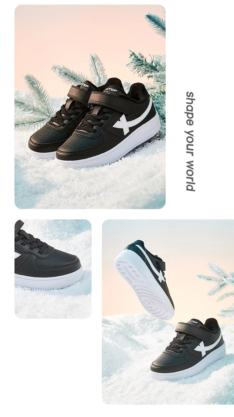 Xtep Kid's Cotton shoes Unisex Winter All-matched Waterproof Non-slip Lightweight Fashion Casual Shoes 676416379362