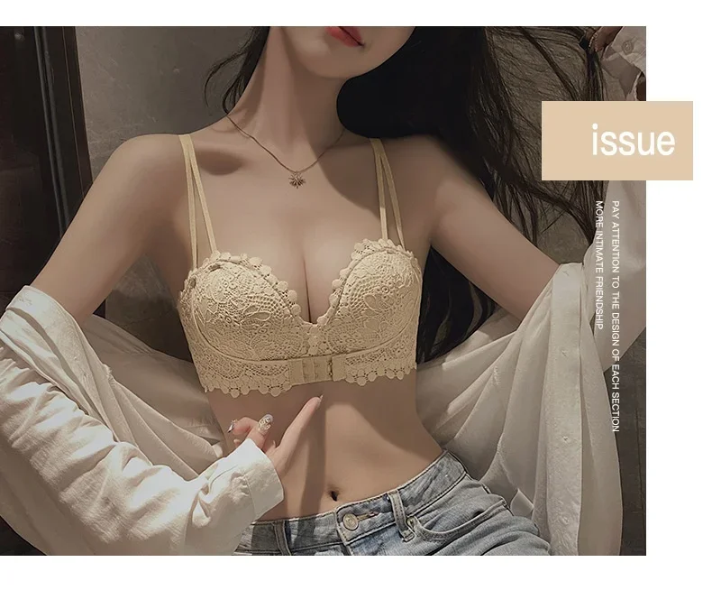 Push up Underwear Women's Small Breast Size Exaggerating Bra Breast Holding Anti-Sagging Lace Bra